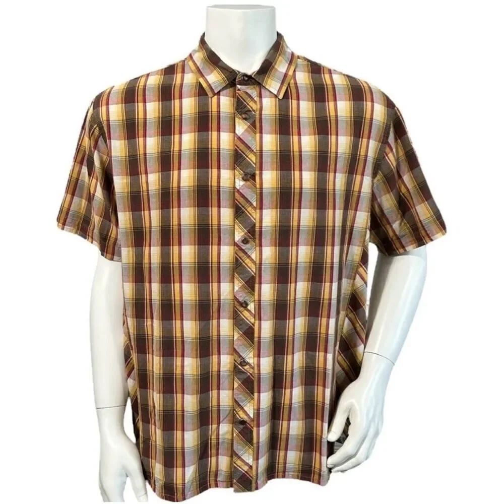 ✨Prana Mens Button-Up Sz XL Shirt Orange Plaid✨
